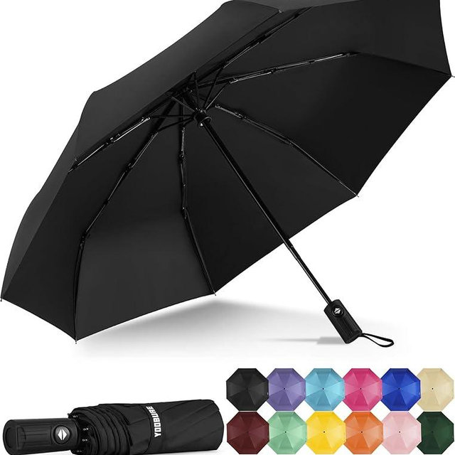 Yoobure Windproof Travel Umbrella, Automatic Umbrellas for Rain - Compact Folding Umbrella with UV Protection, Lightweight Portable Design for Backpack/Walking/Car, Sun & Storm Ready