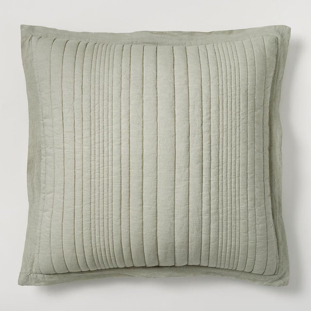 European Linen Linework Euro Sham, Celadon Melange