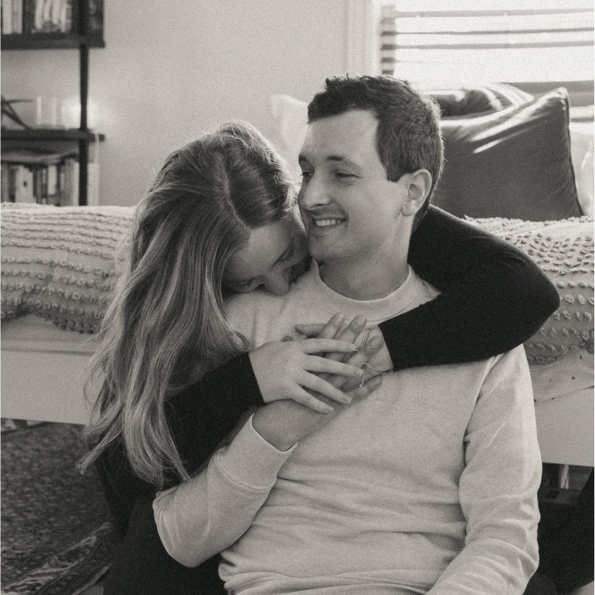 Engagement photos at home by Elsie Goodman Photography