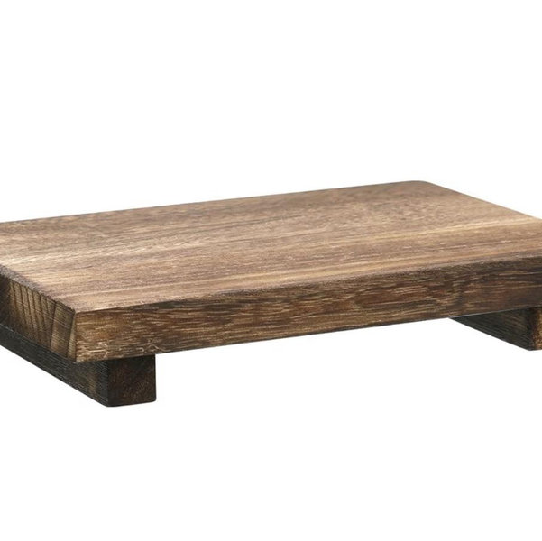 Nuogo Wood Riser Tray Soap, Stand Soap Tray for Kitchen Sink, Wood Pedestal for Kitchen Counter Sink Stand Decorative Rustic Bathroom Dishes Plant Bottles Candles Display(9 x 6 Inch,Brown)
