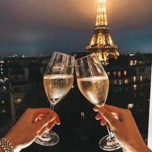 Our First Champagne Toast in Paris on our Honeymoon