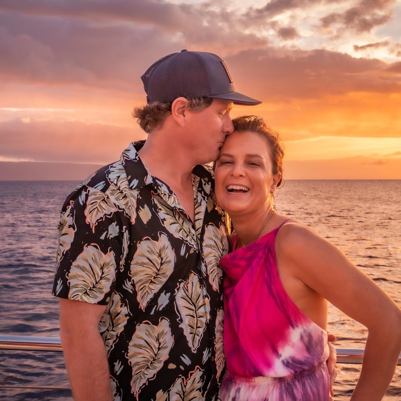 Sunset anniversary sail on Maui.