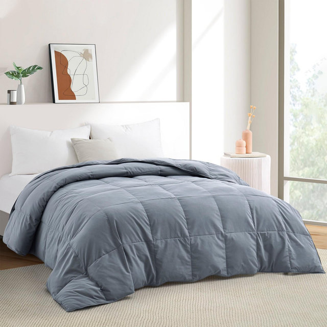 Peace Nest 360 Thread Count White Down Comforter Duvet Insert, Gray/Lightweight, King