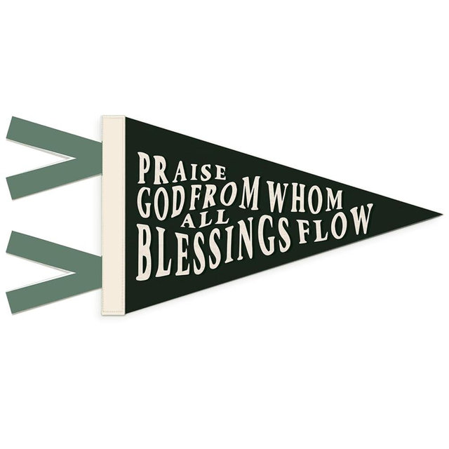 CalmVerve Christian Nursery Decor, Bible Verse Praise God from Whom All Blessings Flow Wall Pennant Flag Felt Banner, Religious Wall Hanging Decor for Kids Boy Girl Nursery Room Bedroom Playroom