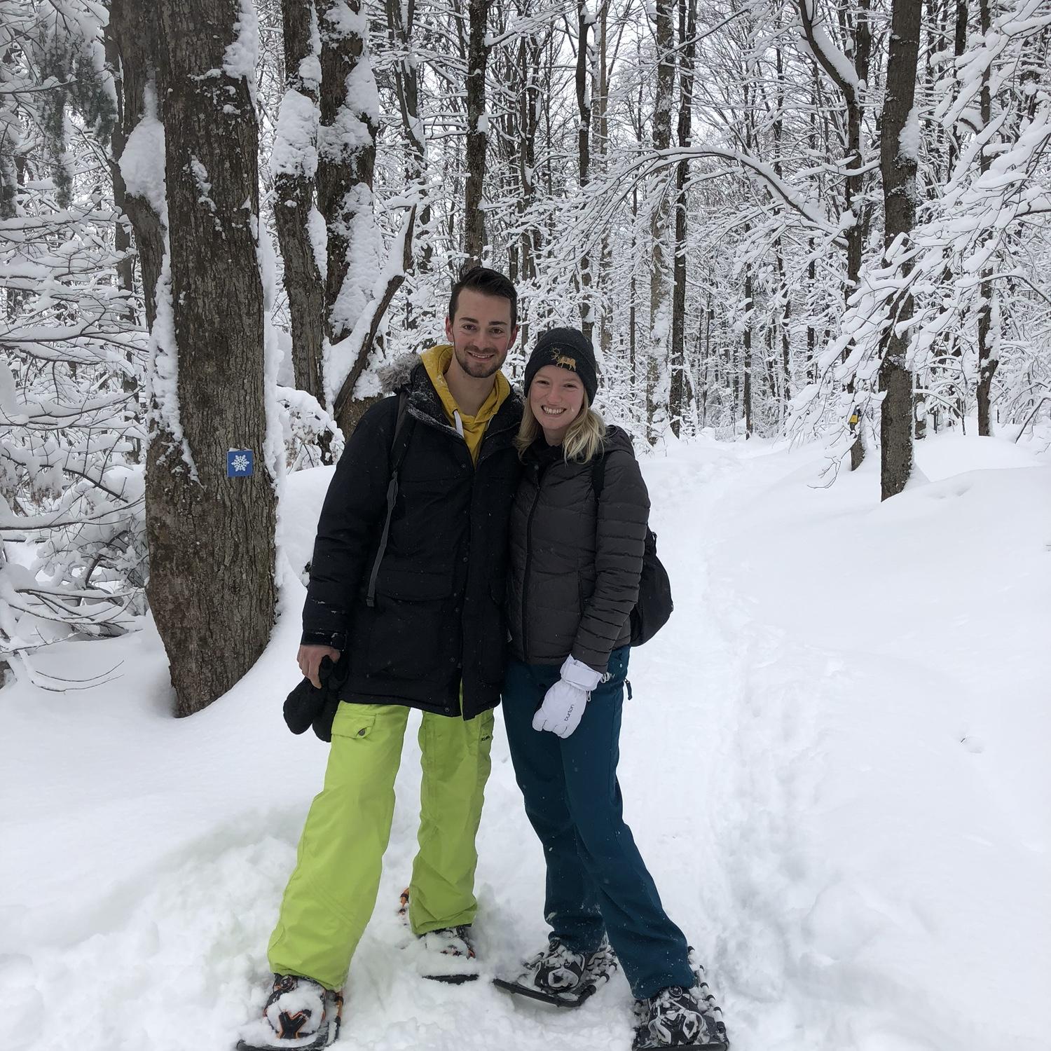 One of our first pictures together
Snowshoeing in Mount Sutton