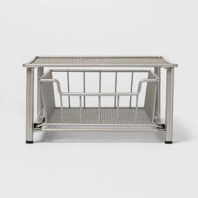 Stackable Slide Out Drawer Organizer Small Nickel - Threshold™