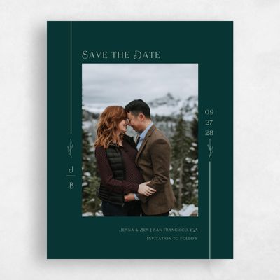 Dark Emerald, Green Wedding Save the Date - Hartington Photo