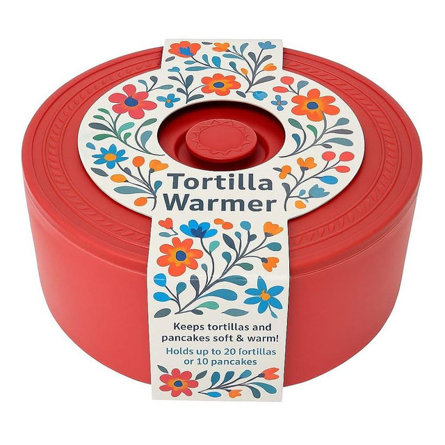 Juniperos Large Tortilla Warmer (Fits 23 Tortillas) – 2× Bigger Microwave-Safe Holder – Keeps Tortillas & Pancakes Warm + Free Mexican Recipe Booklet