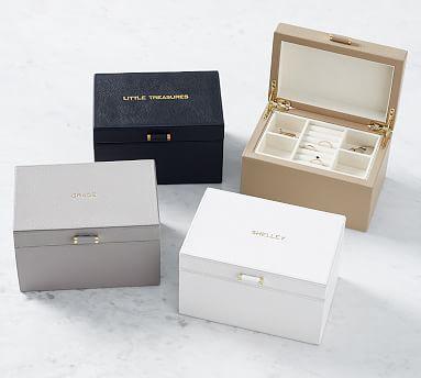 Quinn Small Leather Jewelry Box, Color: Fawn