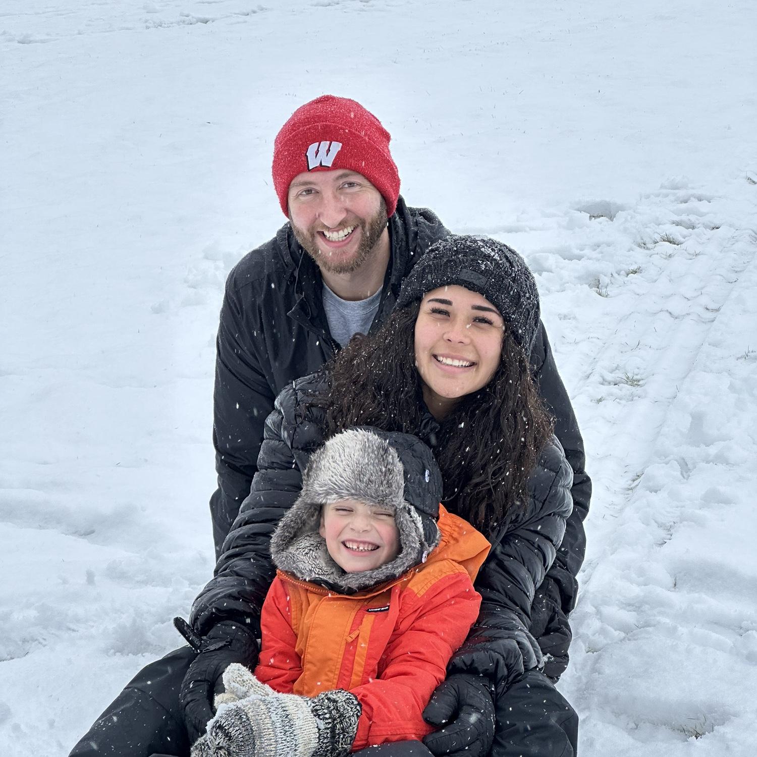 2023- Family sledding at Cameron’s childhood home in Wisconsin.