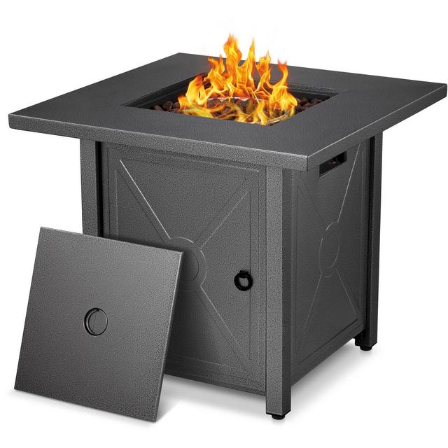 R.W.FLAME 28'' Fire Pit Table,Propane Fire Pit Table,40000BTU,propane fire pit,Portable Outdoor Fire Pit with Lava Racks,Lid & Rain Cover