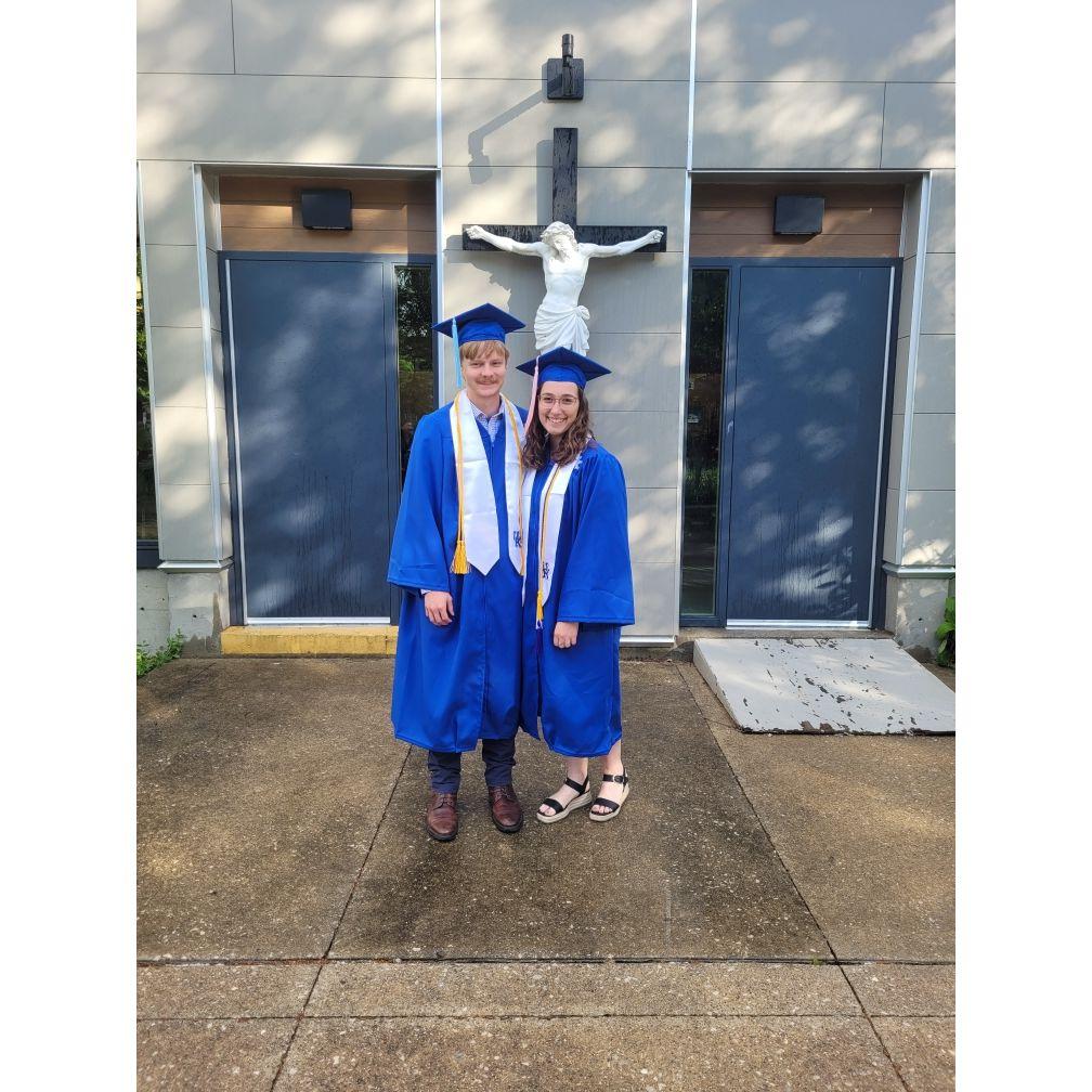 Can't leave out the grad photo at our beloved Newman Center!
