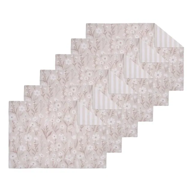 C&F Home Natural Botanical Flowers 100% Cotton Set of 6 Placemats 14" x 20"