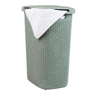 Mind Reader Slim Laundry Hamper with Lid, 60L Tall, Mint
