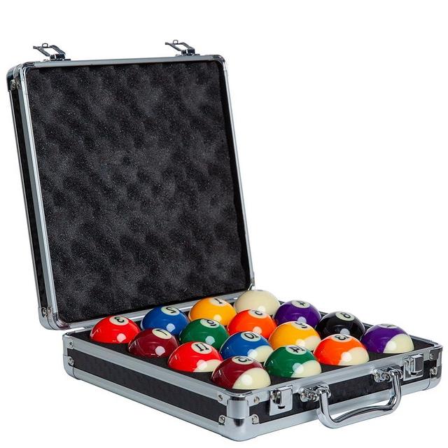 Imperium Style Pool Balls Billiard Set - Regulation Size - 17 Pc Professional Pool Set w/ Cue Ball and Sleek Black and Silver Case - Multi Colored - Ball Size 2.25" 57.15mm