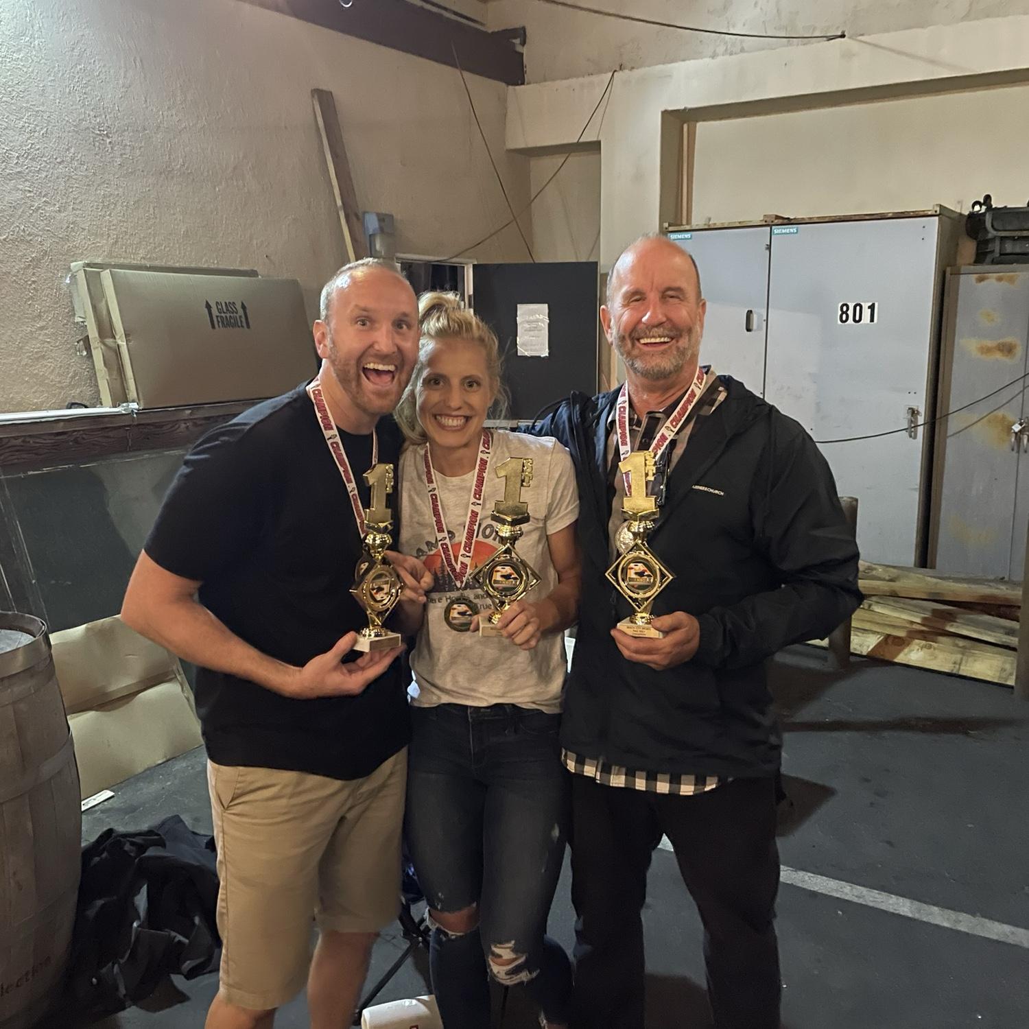 We won our corn hole league #1