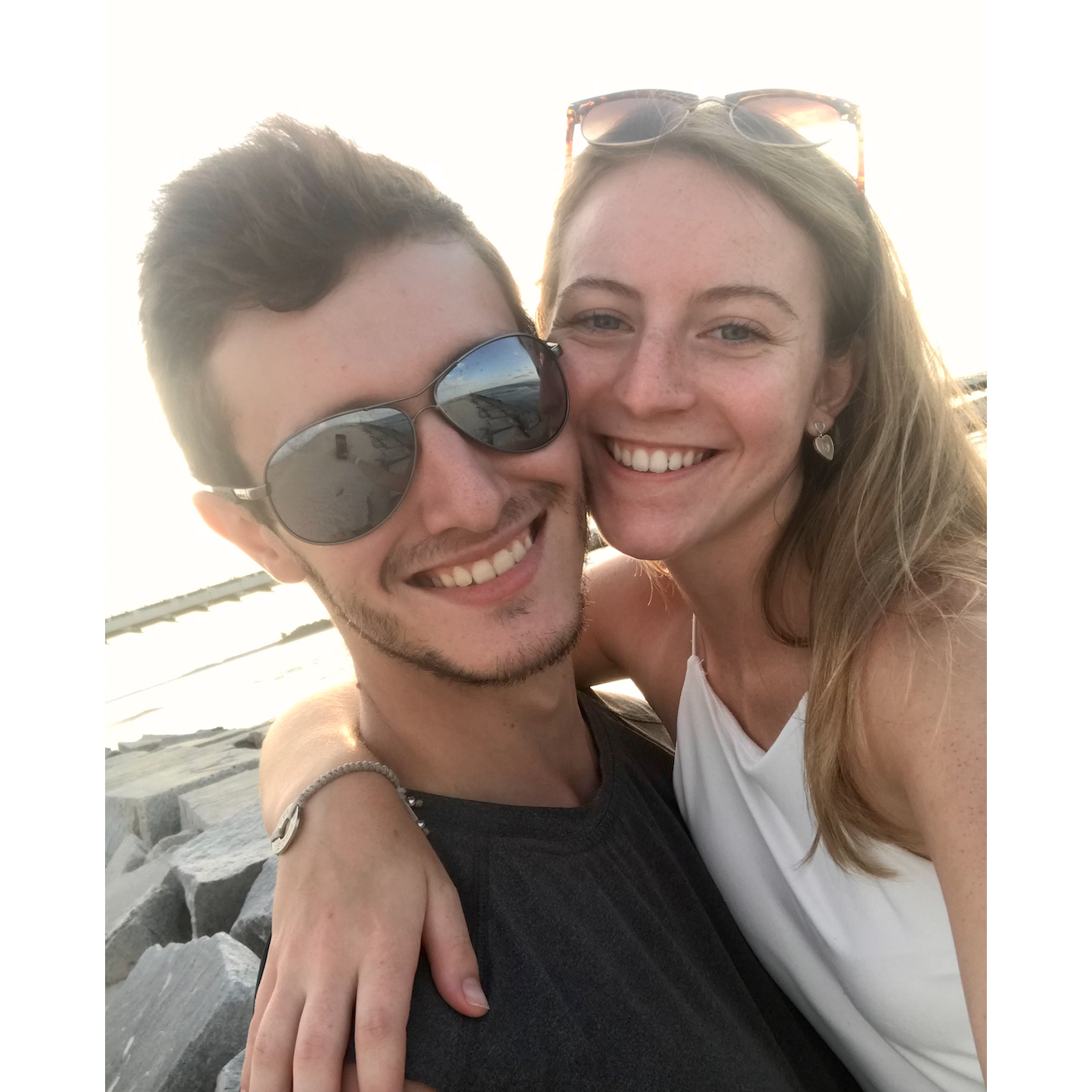 Celebrating our 2 years with dinner at Big Chill Beach Club followed by one of our favorite things.. watching the sun set over the water!