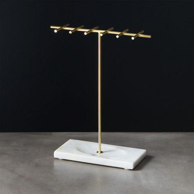Brass and Marble Jewelry Holder