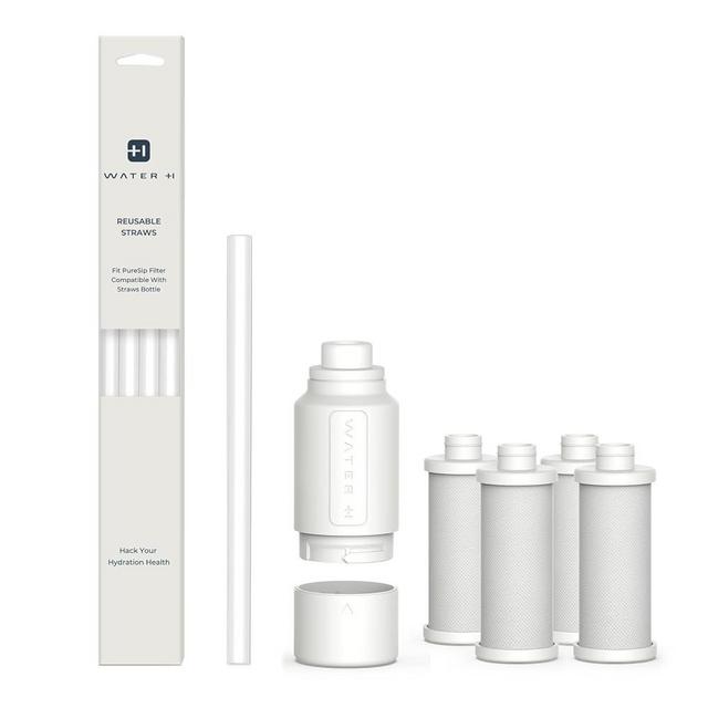 WATERH PureSip Adapt Water Bottle Straw Replacement and Filter, Stainless Steel Tumbler with Straw for WATERH Vita Bottle, Simple Modern, Owala, Stanley, Hydro Flask(4 Filter + 5 Straws)