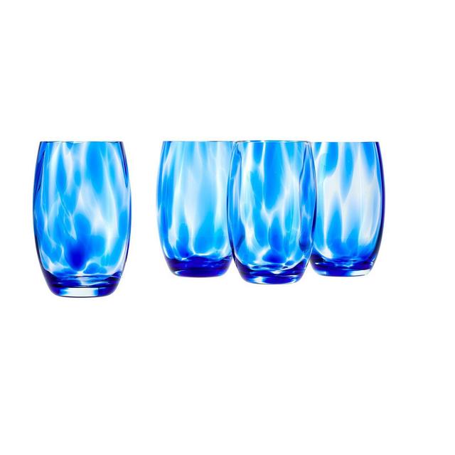 Blue Rose Polish Pottery 18oz. Cobalt Confetti Water Glass Set