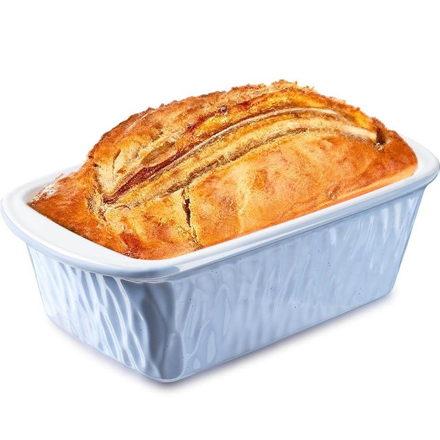 NUTRIUPS 9 x 6 Inch Rectangular Ceramic Loaf Pan for Baking Bread (Blue)