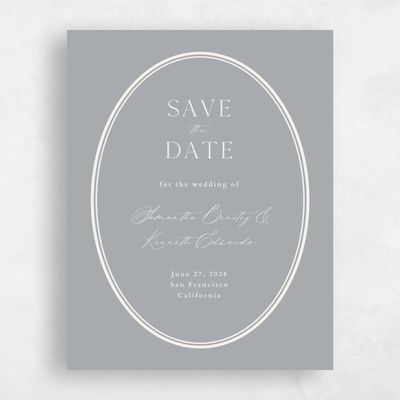 Pewter Gray, Grey Wedding Save the Date - Manarola Portrait