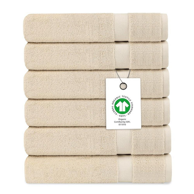 Delara Organic Cotton Luxuriously Plush Washcloths Pack of 6 | GOTS & Oeko-TEX Certified | Premium Quality Face Towels | Feather Touch Technology|650 GSM Long Staple|Soft, Quick Dry & Ultra-Absorbent