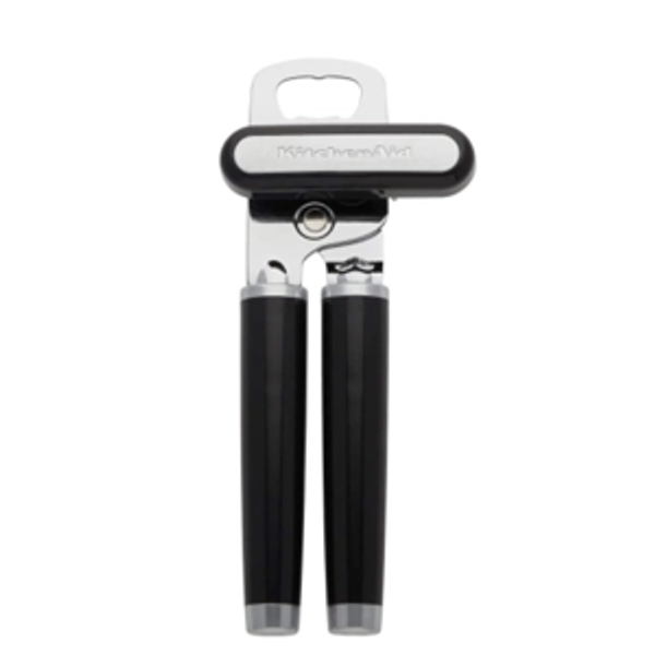 KitchenAid Classic Multifunction Can Opener and Bottle Opener Easy to Use, Razor Sharp Stainless Steel Cutting Wheel, Soft Ergonomic Handles, Black