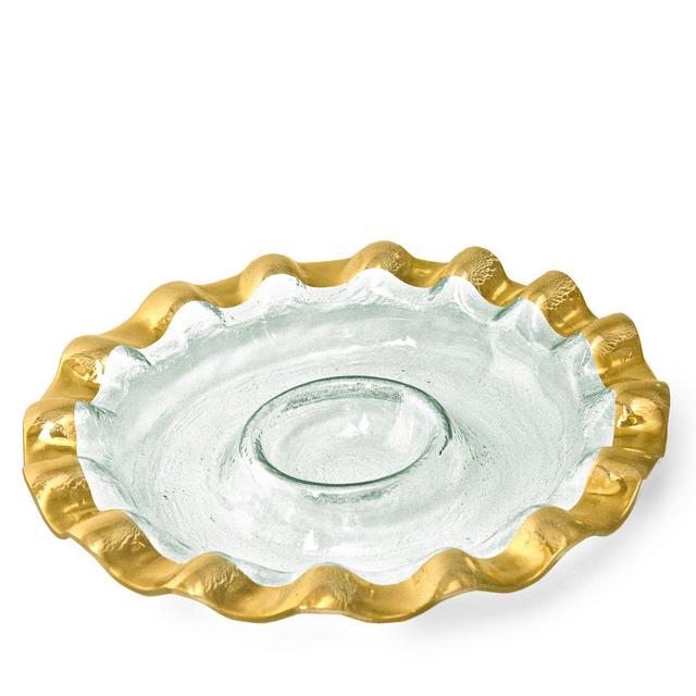 Annieglass Ruffle Round Chip & Dip Server