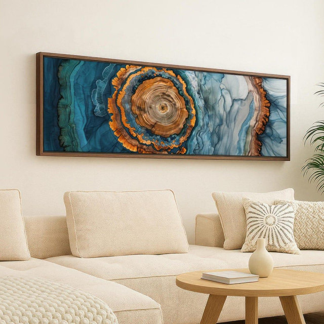 Nordic Wall Art, Scandinavian Abstract Tree Ring Canvas Print, Modern Minimalist Forest Decor, Japandi Wood Grain Artwork for Living Room
