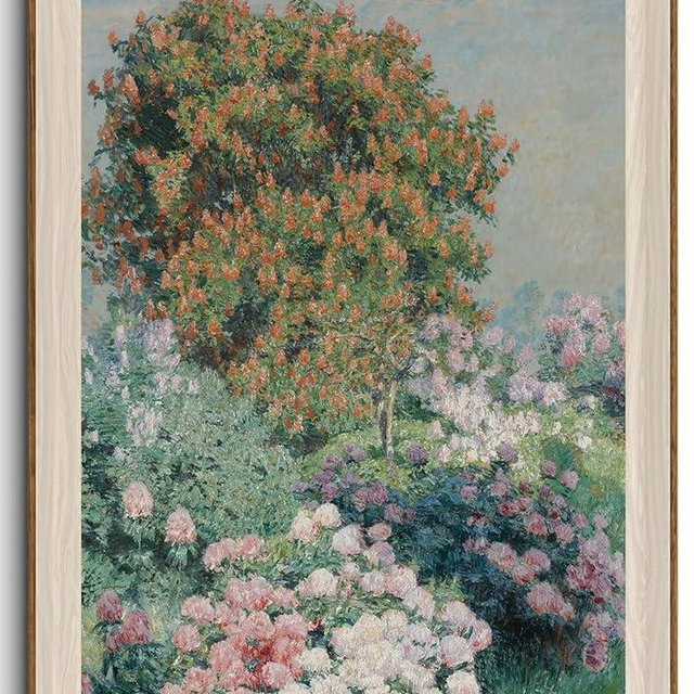 KISSFOX Framed Wall Art Vintage Wall Decor Landscape Canvas Art Flowers Pictures Lilacs Tree Paintings Monet Artwork For Living Room Bedroom Bathroom Kitchen