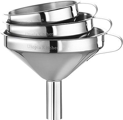 3 Piece Funnel Set - Stainless Steel - By Utopia Kitchen