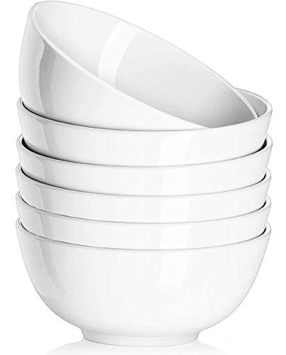 Delling 30 OZ Ceramic Soup Bowls Set of 6 - Cereal Bowls for Kitchen, Pasta, Salad, Large White Serving Bowls, Lightweight, Rice Bowls,Nut Bowls, Large White Bowls for Rice Oatmeal, Microwave Safe