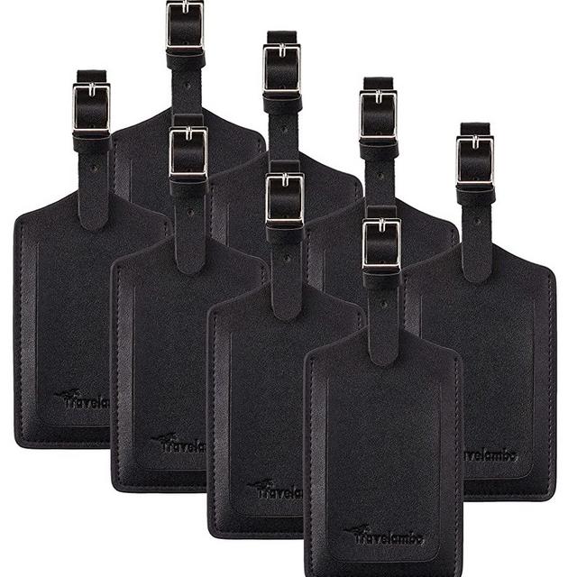 8 Pack Leather Luggage Travel Bag Tags by Travelambo