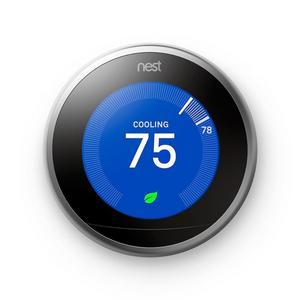 Nest (T3007ES) Learning Thermostat, Easy Temperature Control for Every Room in Your House, Stainless Steel (Third Generation), Works with Alexa