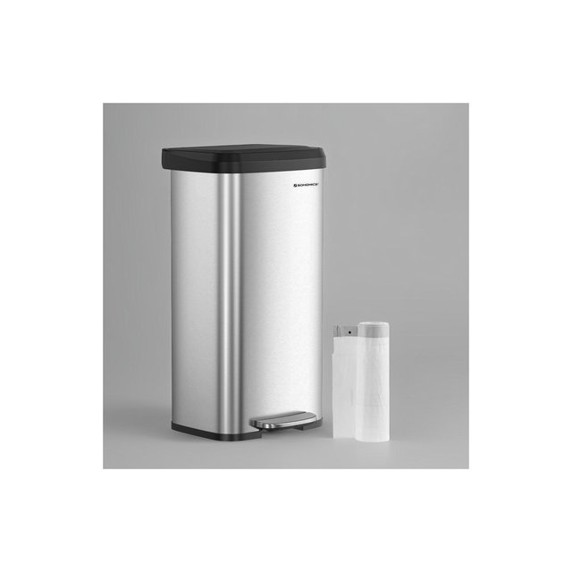 Kitchen Trash Can, 18-Gallon Stainless Steel Garbage Can, with Stay-Open Lid and Step-on Pedal, Soft Closure, Tall, Large and Space-Saving