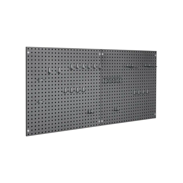 Seville Classics UltraHD 2-Piece Pegboard Set w/ 23 Piece Hook Assortment, 24" W x 24" D, Graphite