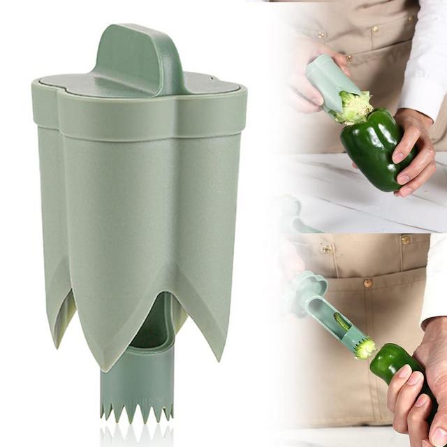 Pepper Seed Corer Remover,2025 Upgraded Red and Green Bell Pepper Cutter Corer Remover Tool for Vegetables and Fruits Kitchen Gadget (1, Green)