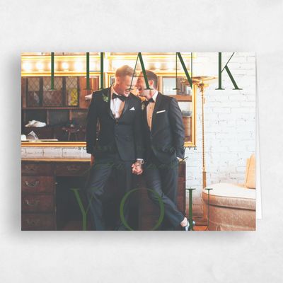 Darkest Olive, Green Wedding Thank You - Melina Photo