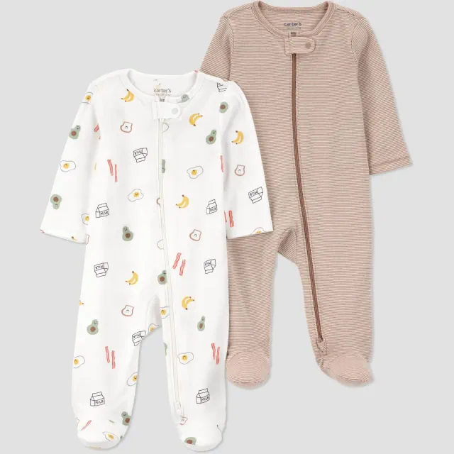 Carter's Just One You® Baby Boys' 2pk Breakfast Sleep N' Play - Ivory 6M