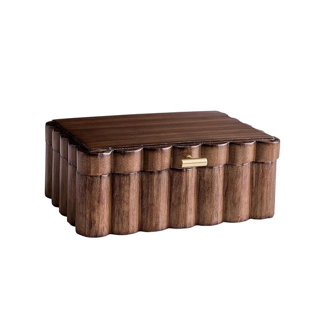 CNEIESD Scalloped Wooden Jewelry Storage Box – Multi-Functional Decorative Organizer for Elegance