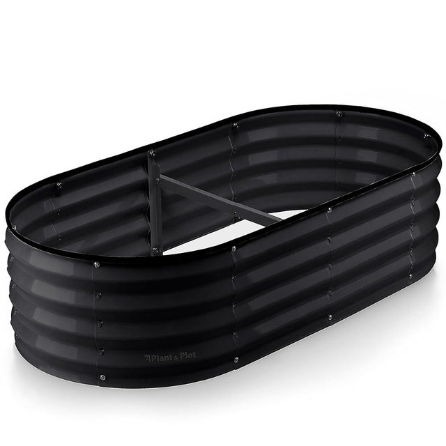 Galvanized Raised Garden Beds Outdoor // 4×2×1 ft Planter Raised Beds for Gardening, Vegetables, Flowers // Large Metal Garden Box (Black) // Patent Pending Tool-Free Assembly