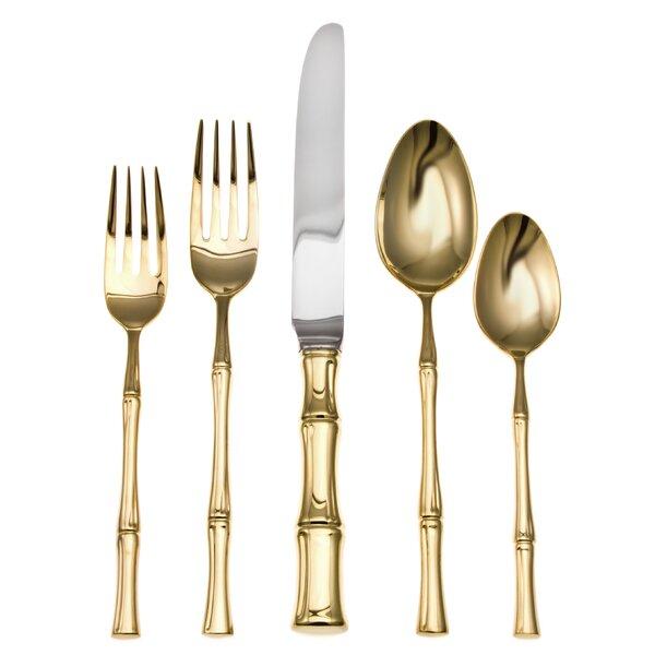 Bamboo D'oro 20 Piece 18/10 Stainless Steel Flatware Set, Service for 4
