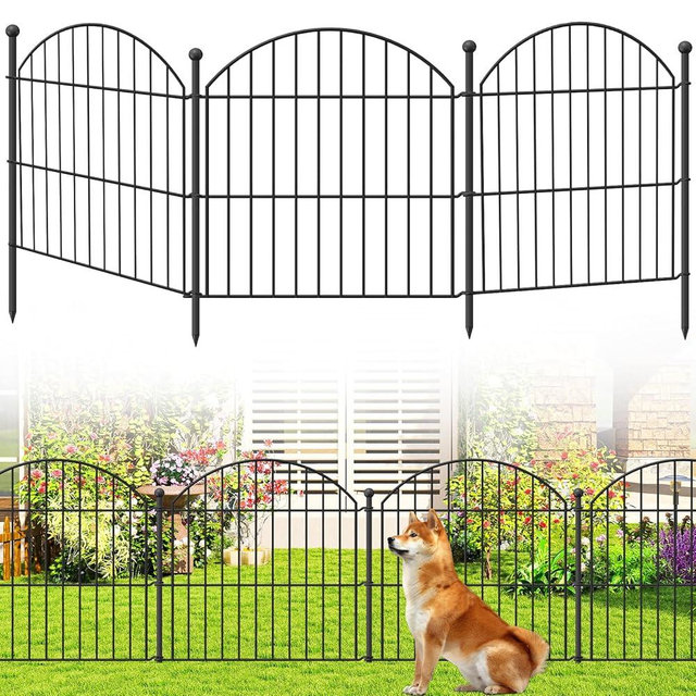 Decorative Garden Fence 24in (H) x20ft (L), 10 Pack No Dig Fence Animal Barrier for Dog, Arched Flower Bed Edging, Wire Border Panel Fencing for Yard Patio Outdoor Decor