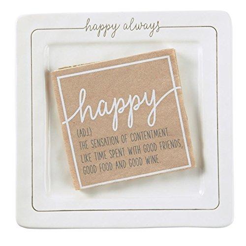 Mud Pie Happy Always Cheese Serving Plate, One Size, White