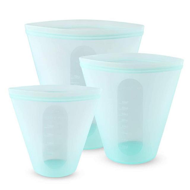 Cook with Color Reusable Silicone Food Storage Bag 3 Pack- Mint 700/450/250ML