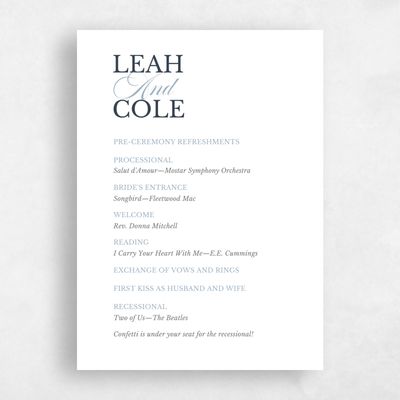 White Wedding Program - Ellis