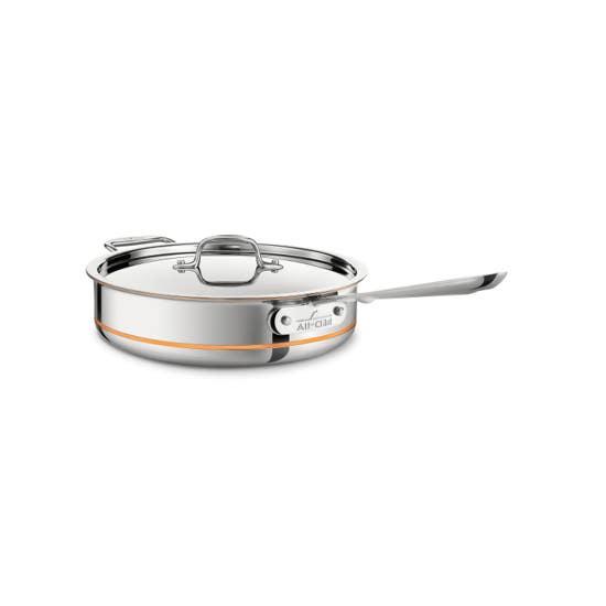 Copper Core 5-ply Bonded Cookware, Saute Pan with lid, 5 quart