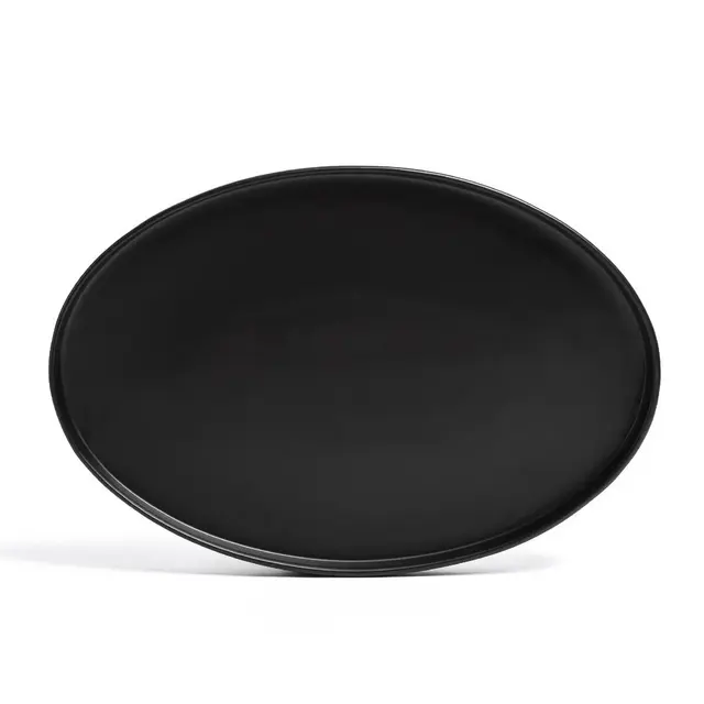 over&back Stackable Oval Hand-Finished Stoneware Serving Platter Semi-Matte Black: Microwave & Dishwasher Safe, 13.1"