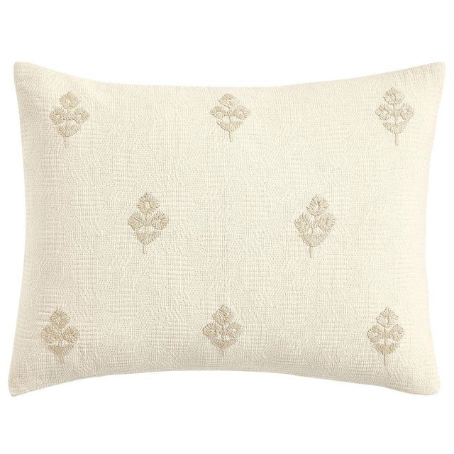 Natalie Embroidered Shams, Flax/Neutral, Standard